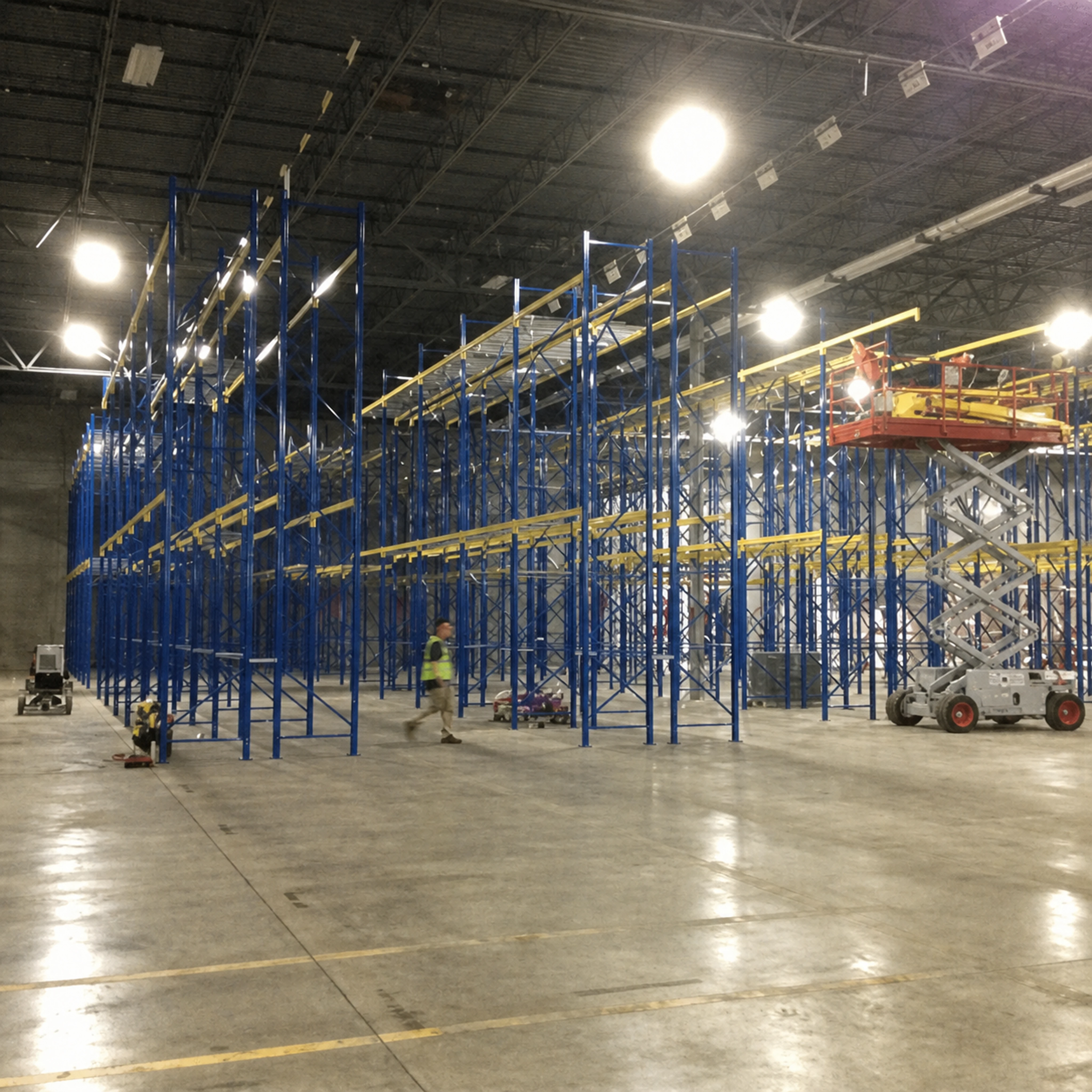 Warehouse racking installation in progress
